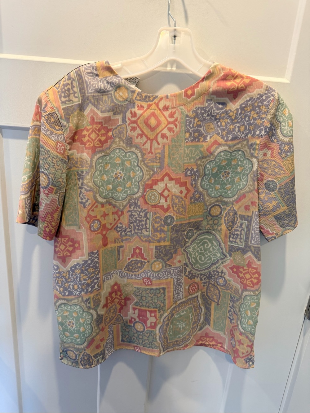 Alfred Dunner Petite 6 Multicolor Geometric Patchwork Print Top